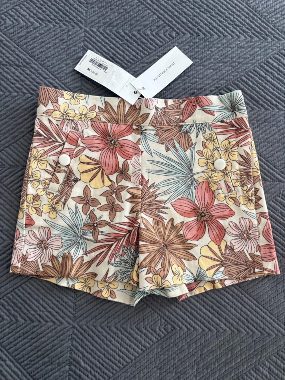 NWT! Janie and Jack Toddler Floral Canvas Shorts